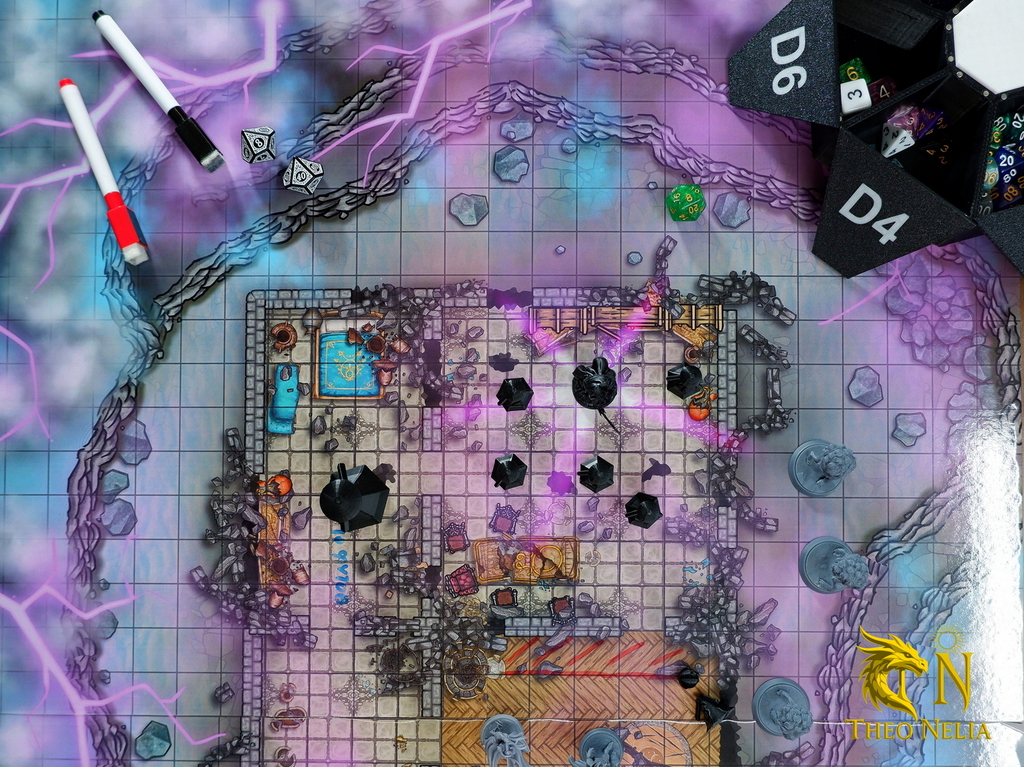 DnD Поле игровое НРИ 60x84см сетка 25х25мм «Мистический дом на горе» для боевых сцен, самоклеящееся ламинированное - Pic n 311038