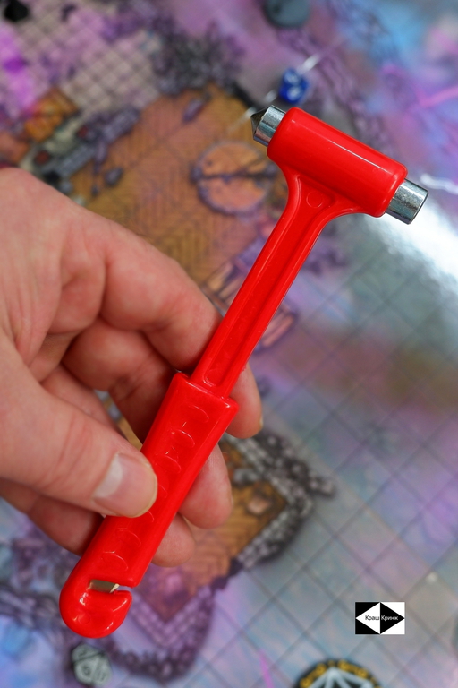 Аварийный молоток для разбивания стёкол с ножом для ремня, красный, пластик - Pic n 311039