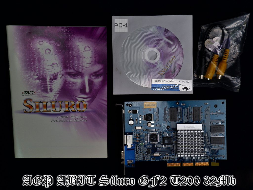 Видеокарта AGP ABIT Siluro GF2 T200 32Mb GeForce2 MX 200, SDRAM 64bit, VGA, TV-out, мануал, диск, кабели, НОВАЯ - Pic n 279349