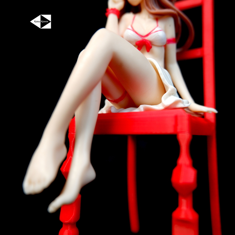 14см Фигурка сидячая Юки Асуна в купальнике, на видеокарту в ПК из Аниме Sword Art Online. Красный стульчик в подарок! - Pic n 311051