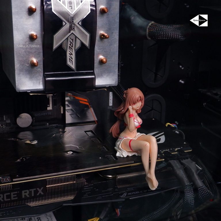 14см Фигурка сидячая Юки Асуна в купальнике, на видеокарту в ПК из Аниме Sword Art Online. Красный стульчик в подарок! - Pic n 311051