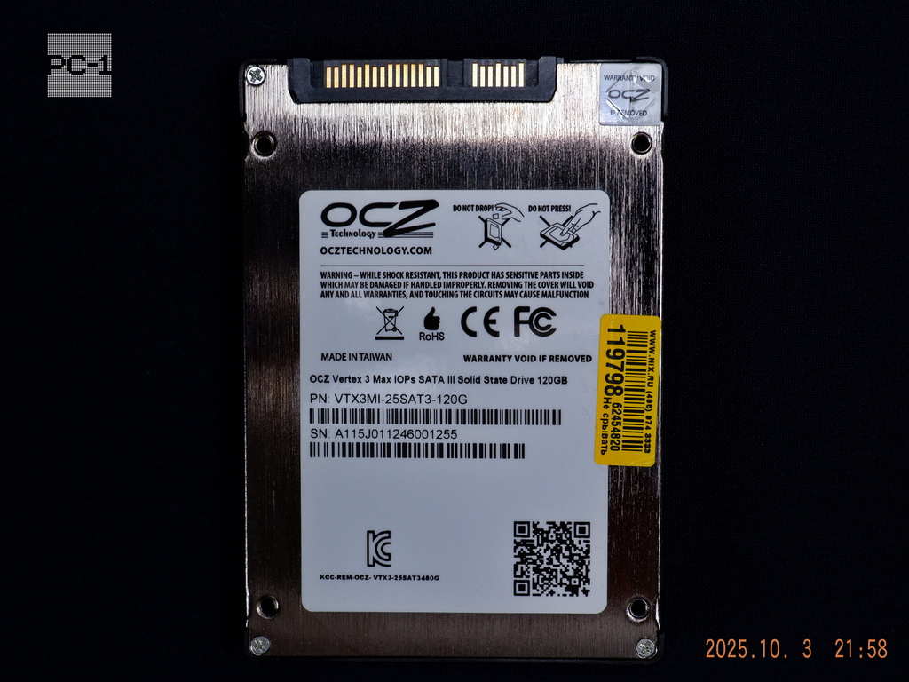 Твердотельный SSD накопитель 120ГБ 2.5" SATA 6Gb/s OCZ Vertex 3 Max IOPS VTX3MI-25SAT3-120G + Крепеж 2.5" в 3.5". Толщина жесткого диск - Pic n 269738
