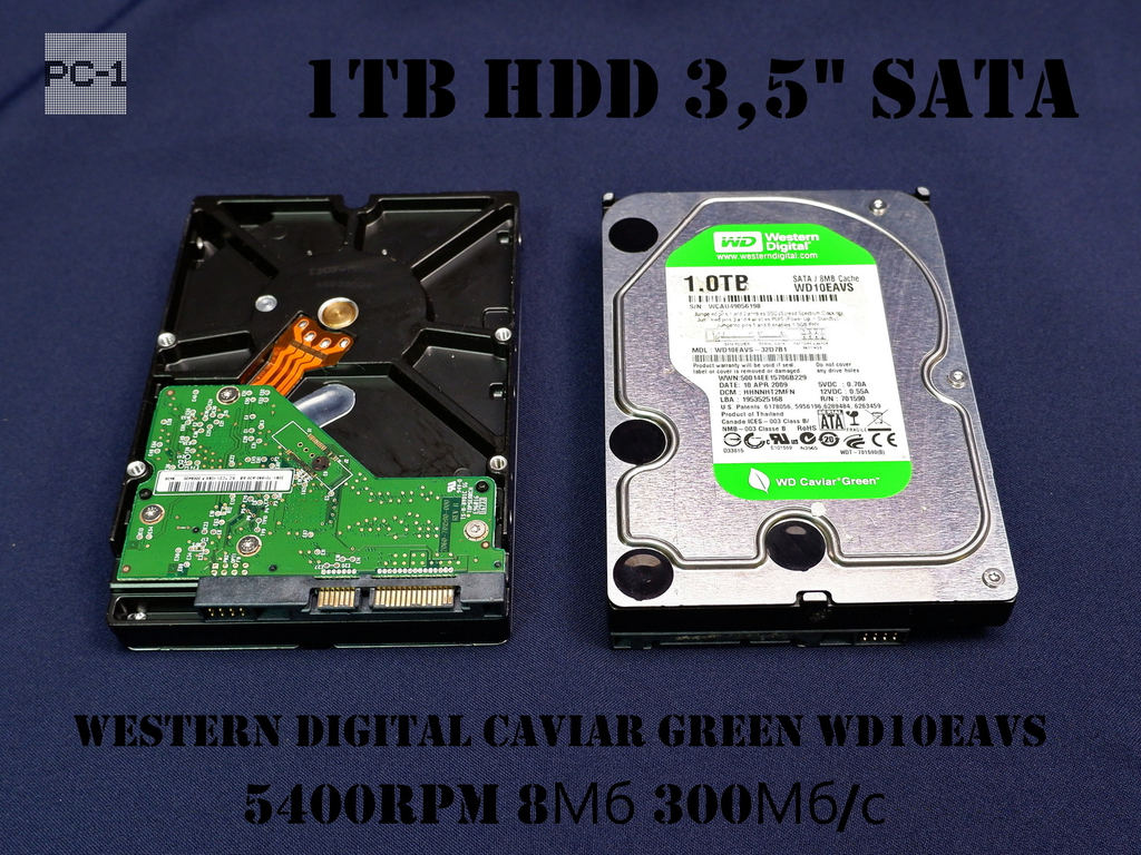 Внутренний Жесткий диск ПК 1Tb HDD 3,5" SATA Western Digital Caviar Green WD10EAVS 5400rpm буфер 8Мб 300 Мб/с - Pic n 311069
