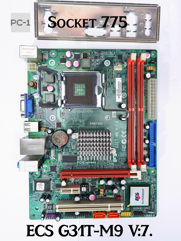 Материнская плата socket 775 ECS G31T-M9 V:7.0 PCI, PCI-E x16, PCI-E x1, 2xDDR2, 2xSATA, IDE, Sound, VGA, 4xUSB, LAN, mATX, заглушка - Pic n 292267