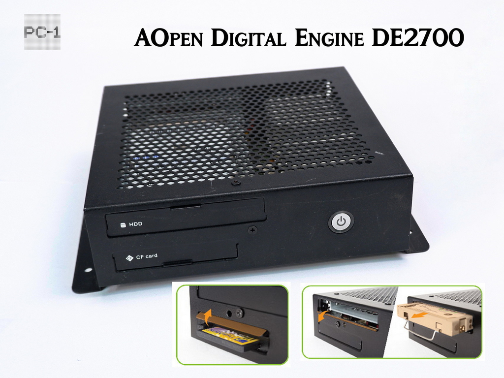 Мини ПК AOpen Digital Engine DE2700, Intel Atom N270 (1.60GHz), DDR2 2Gb, HDD 250Gb, Интерфейсы: 2xCOM, DVI-I, 4xUSB 2.0, 2xLAN, Sound, Mic. Windows 7 - Pic n 306399