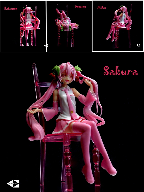 15см Аниме Фигурка Мику Сакура, Хацунэ Мику (Miku Hatsune Sakura) на Розовом стуле. В подарочной ЭКО коробке с сюрпризом. - Pic n 311100