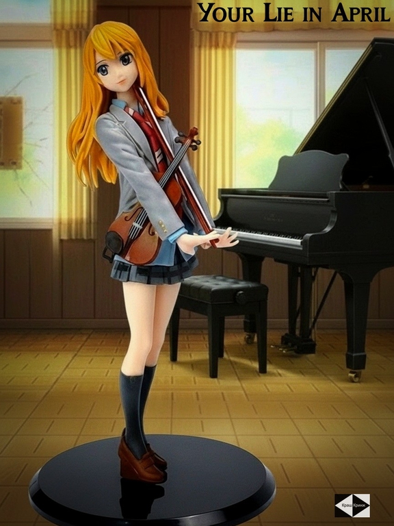 Ну вот, опять плакать... 20см Фигурка в ПК Каори Миядзоно с скрипкой Твоя апрельская ложь. Качественная + подарок Your Lie in April - Pic n 311118