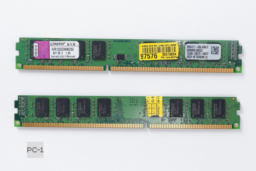 Оперативная память DDR3 8GB KIT Kingston 2x4GB KVR1333D3N9K2/8G DIMM PC3-10600 1333MHz CL9 OEM - Pic n 125473