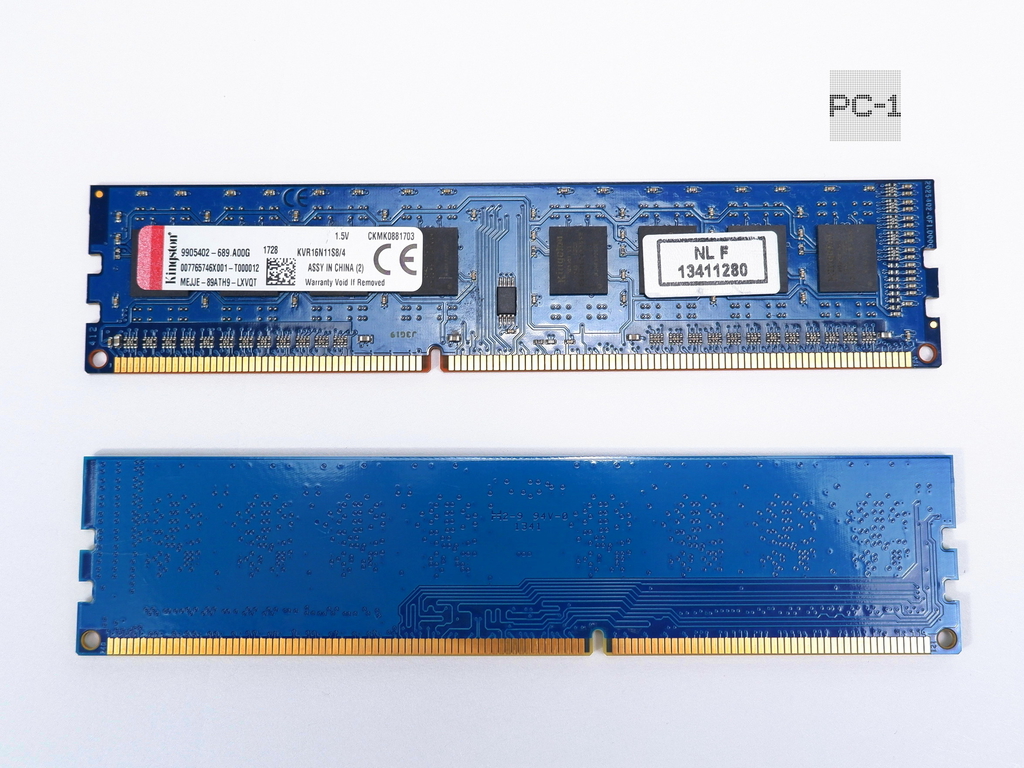 Оперативная память DDR3 8Gb (Kit 2шт. 4+4Gb) Kingston KVR16N11S8/4 PC3 12800МБ/с 1600МГц 1,5В Тайминги 11 контактов 240 чипов 8шт односторонняя - Pic n 263879