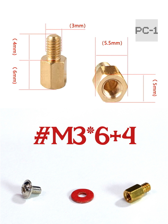 30шт. Винт-стойка латунная M3 Male to Female 4мм +7мм для крепления материнской платы в корпус ПК + Стоечный винт M3 + Изоляционная шайба - Pic n 272283