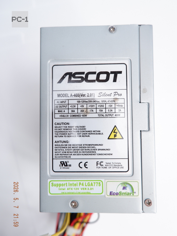 Блок питания для ПК Ascot A-460 (ver. 2.01) Основной разъём питания материнской платы — 20+4 pin (совместим с ATX) - Pic n 311110