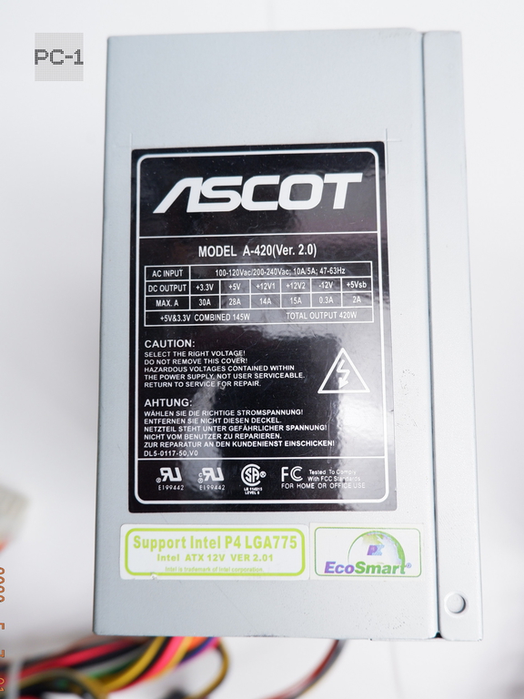 Блок питания для ПК Ascot A-460 (ver. 2.01) Основной разъём питания материнской платы — 20+4 pin (совместим с ATX) - Pic n 311110