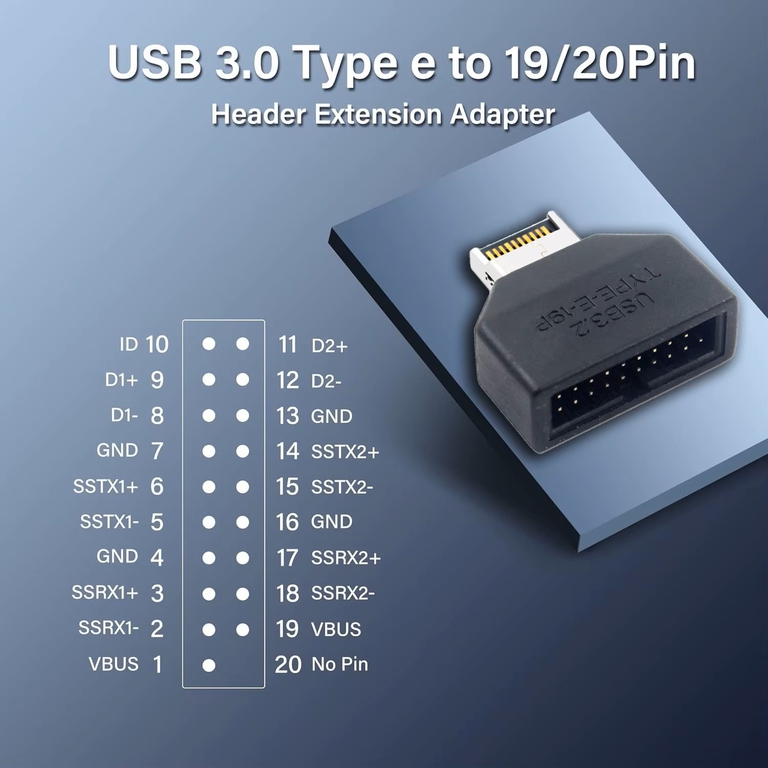 USB 3.2 Gen2 Front Panel Header to USB 3.0 19 Pin Header Converter Адаптер TYPE-E на 19/20PIN - Pic n 311151