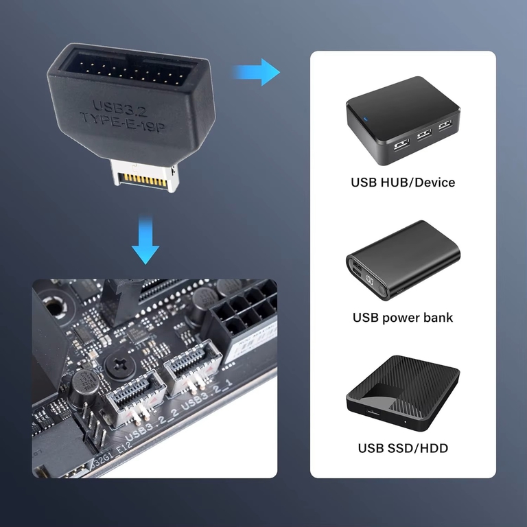 USB 3.2 Gen2 Front Panel Header to USB 3.0 19 Pin Header Converter Адаптер TYPE-E на 19/20PIN - Pic n 311151