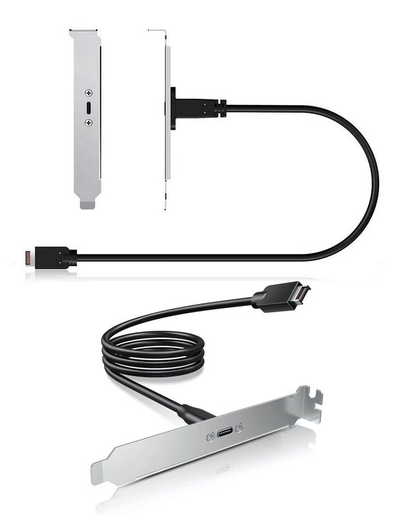 USB-C 3.2 Планка на заднюю панель ПК в IDC-разъем Type-E 20Гбит на материнской плате. Плата расширения bracket Type-C в компьютерный корпус ATX - Pic n 311235