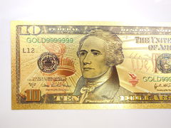 Золотое клише купюры 10 долларов США - Pic n 268708