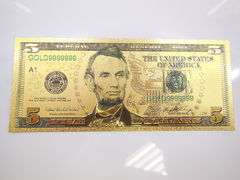 Сувенирная рамка Золотое клише купюры 5 долларов - Pic n 268720