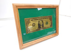 Сувенирная рамка Золотое клише купюры 1 доллар 