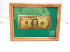 Сувенирная рамка Золотое клише купюры 1 доллар  - Pic n 268721