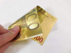 Сувенирное золотое клише банкноты 100 Евро - Pic n 273972