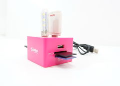 Универсальный USB-хаб + Card Reader COMBO розовый