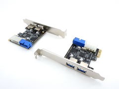 Адаптер PCI-E два порта USB3.0 питание 4Pin Molex