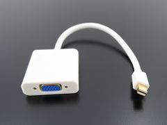 Конвертер miniDP на VGA белый кабель 0.25м