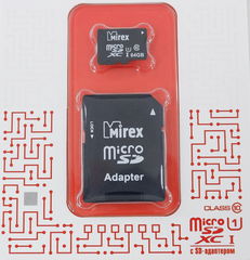 Карта памяти 64Gb — Mirex — Micro Secure Digital HC Class 10 UHS-I 13613-AD10SD64 с переходником под SD (Оригинальная!)