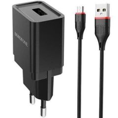 Зарядка смартфона 1А USB-порт + кабель microUSB