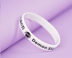 Браслет силиконовый Kimetsu no Yaiba 7см Белый