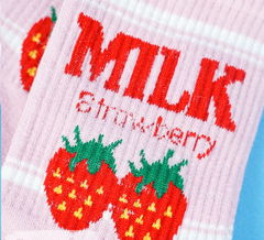 Мини-носочки Milk strawberry розовый, р.36-39 - Pic n 302862