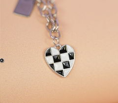 Браслет сердечко с шашечками Black - Pic n 303017