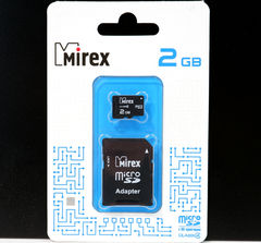 Карта памяти microSD 2GB Mirex с адаптером