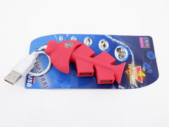 USB-концентратор Рыбка, разъемов: 4 USB-порта цвет- красный