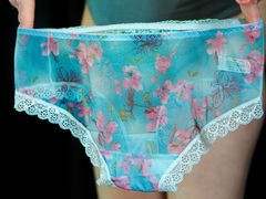 Женские прозрачные сексуальные кружевные бесшовные трусики, с цветочной вышивкой, бирюзовые размер XXL  - Pic n 307456