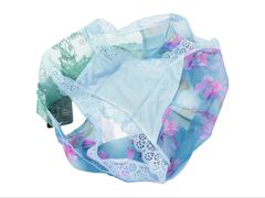 Женские прозрачные сексуальные кружевные бесшовные трусики, с цветочной вышивкой, бирюзовые размер XXL  - Pic n 307456