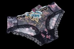 Женские прозрачные сексуальные кружевные бесшовные трусики, с цветочной вышивкой, черные размер XXХL  - Pic n 307458