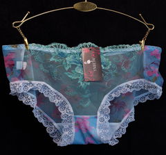 Женские прозрачные, сексуальные кружевные трусики / С цветочной вышивкой / Цвет бирюзовый / Размер XXХL (48-52) Есть все размеры - Pic n 307456