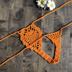 Вязаные крючком хлопковые трусы — купальник, бразильские боковые стринги, размер 44-46