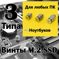 Винты M.2 SSD три вида, для твердотельных дисков в любую материнскую плату ПК, ноутбука / Комплект 3шт.  - Pic n 308393