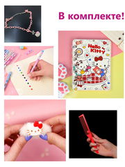 Детская Сумочка на плечо Hello Kitty из Экокожи 17х13см, в комплекте Расчёска, Заколка, Кулон, Ручка и Блокнот. В подарочной коробке! - Pic n 310456