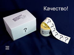 300шт. Наклейки Mystery Box 75х120мм стикеры самоклеящиеся белые с черным шрифтом для маркетплейсов для Сюрприз Бокса - Pic n 310659