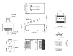 50шт. Вилка для сетевого кабеля RJ-45 категории Cat.6 под Gigabite Ethernet до 1GB/s, коннектор 8P8C RJ45 CAT6 универсальный без вставки - Pic n 289398