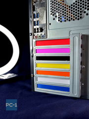 7шт. Цветная Заглушка задняя для PCI слотов ПК пластиковая. Планка в компьютерный в корпус ATX 120x20x13мм, винты в комплекте. - Pic n 310997