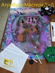 DnD Поле игровое НРИ 60x84см сетка 25х25мм «Мистический дом на горе» для боевых сцен, самоклеящееся ламинированное - Pic n 311038