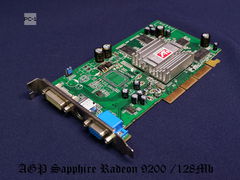 128Mb Видеокарта AGP x8 ATI Sapphire Radeon 9200 P/N 1024-9C13-05-SA 64bit DVI VGA TV-Out Silent - Pic n 252243