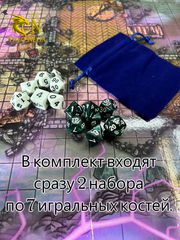14шт Дайсы для НРИ «DnD D Emerald». Подземелья и драконы игральные кости 7+7. Кубики для ДнД изумрудные, атрибуты мастера ДнД. - Pic n 311048
