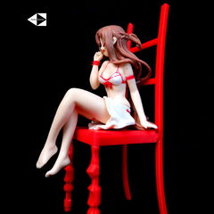 14см Фигурка сидячая Юки Асуна в купальнике, на видеокарту в ПК из Аниме Sword Art Online. Красный стульчик в подарок! - Pic n 311051