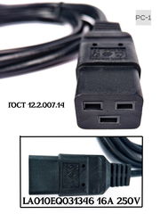 1.8м Сетевой кабель питания для UPS C14-C19 вилка мама LA010E Q031346 вилка папа SZ3. ИБП -системный блок, сервер медь 3*1.0мм 220/250в 16А 3.6кВт  - Pic n 311089