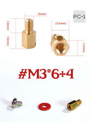 30шт. Винт-стойка латунная M3 Male to Female 4мм +7мм для крепления материнской платы в корпус ПК + Стоечный винт M3 + Изоляционная шайба - Pic n 272283
